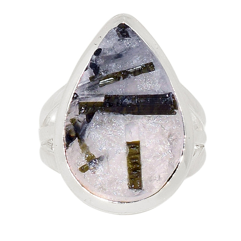 Green Tourmaline In Quartz Ring - GEQR258