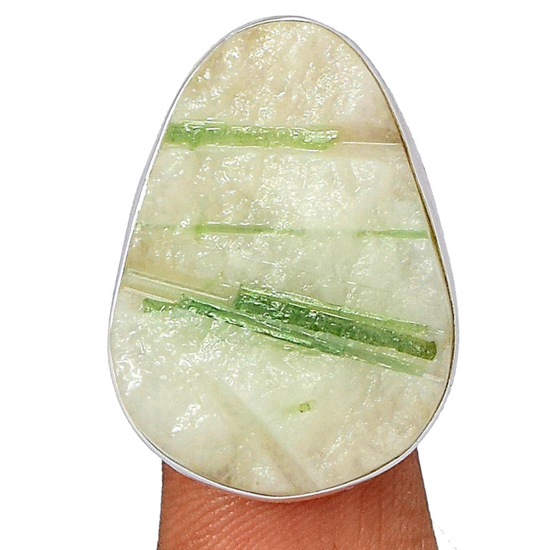 Green Tourmaline In Quartz Ring - GEQR86