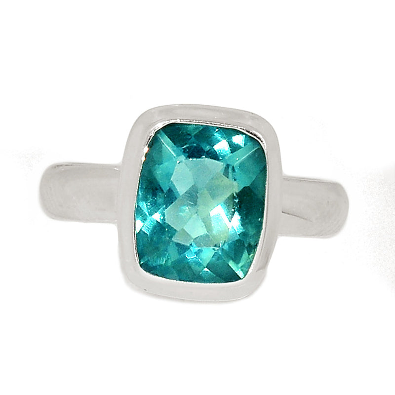 Green Fluorite Faceted Ring - GFFR60