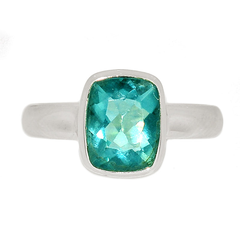 Green Fluorite Faceted Ring - GFFR76