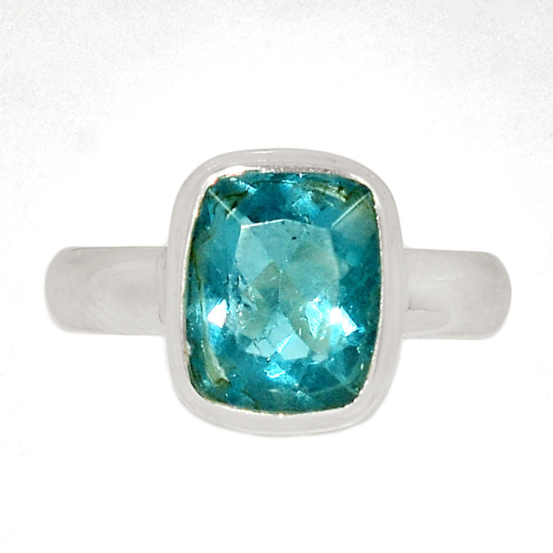 Green Fluorite Faceted Ring - GFFR94