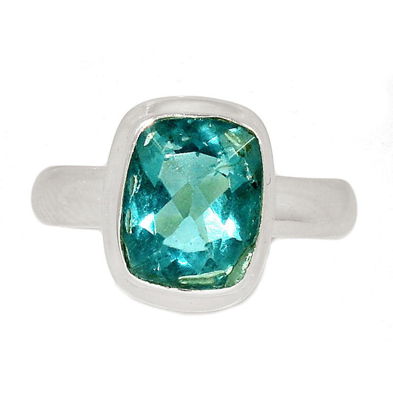 Green Fluorite Faceted Ring - GFFR97