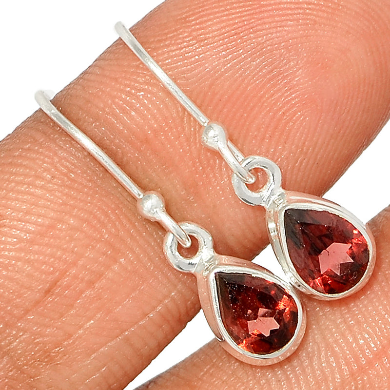 1" Garnet Faceted Earrings - GNFE692