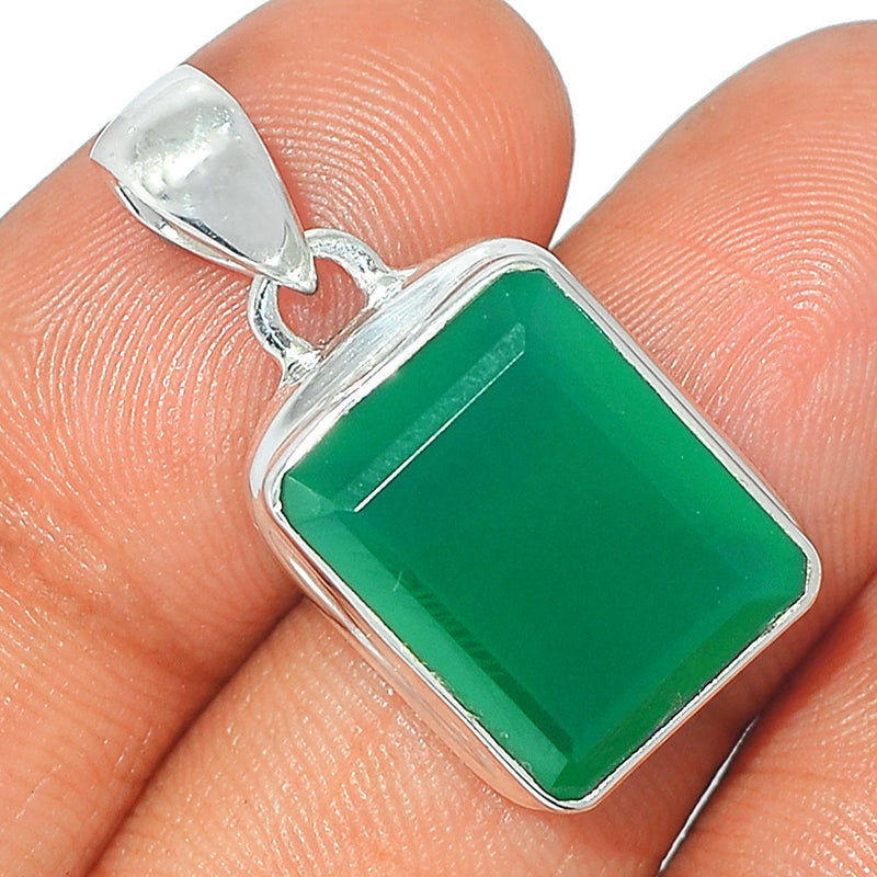 1.1" Green Onyx Faceted Pendants - GOFP203