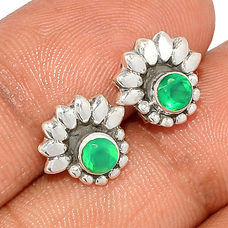 Small Filigree - Green Onyx Faceted Studs - GOFS142