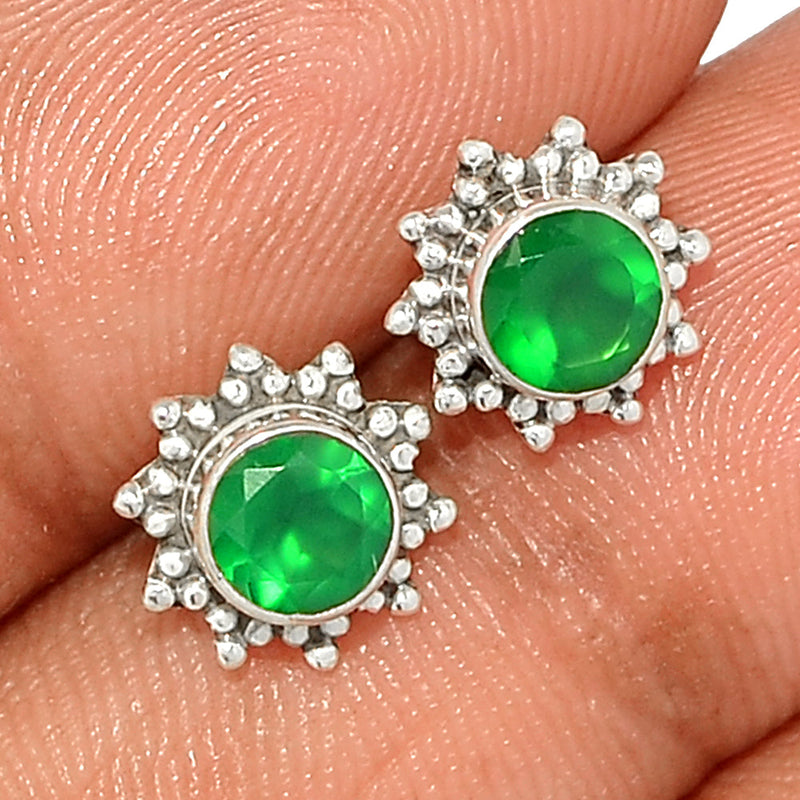 Small Filigree - Green Onyx Faceted Studs - GOFS148