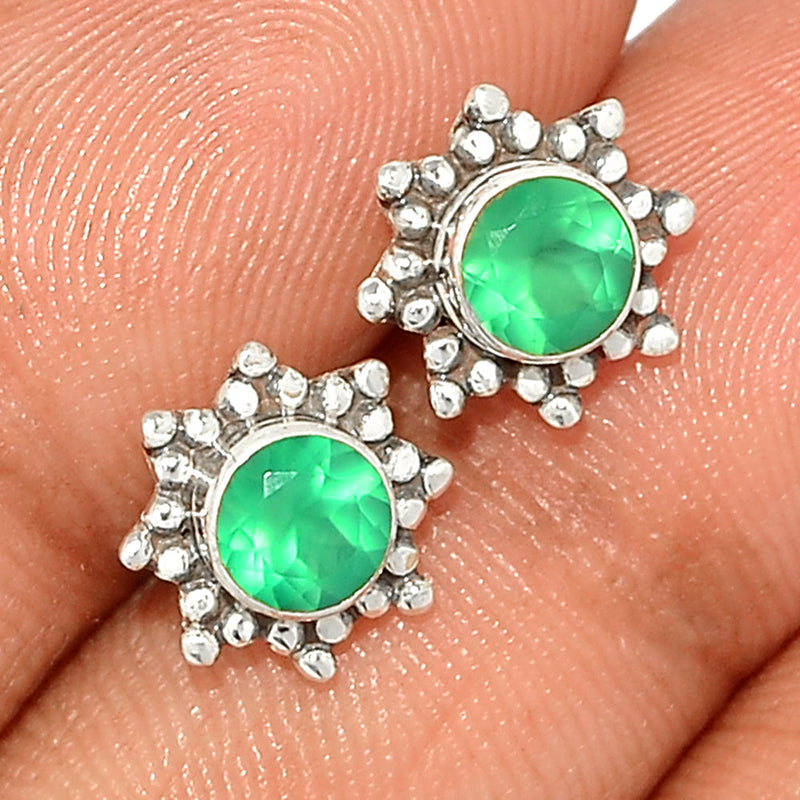 Small Filigree - Green Onyx Faceted Studs - GOFS149