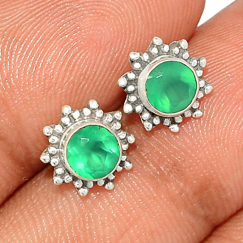 Small Filigree - Green Onyx Faceted Studs - GOFS151