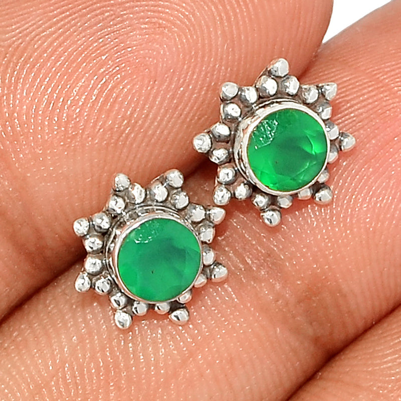 Small Filigree - Green Onyx Faceted Studs - GOFS156