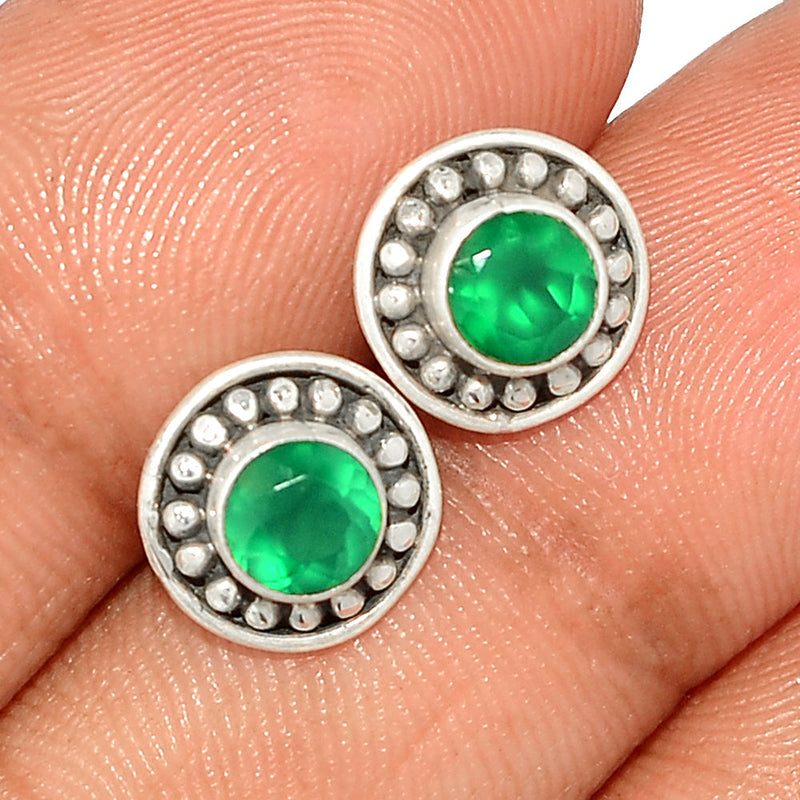 Small Filigree - Green Onyx Faceted Studs - GOFS157