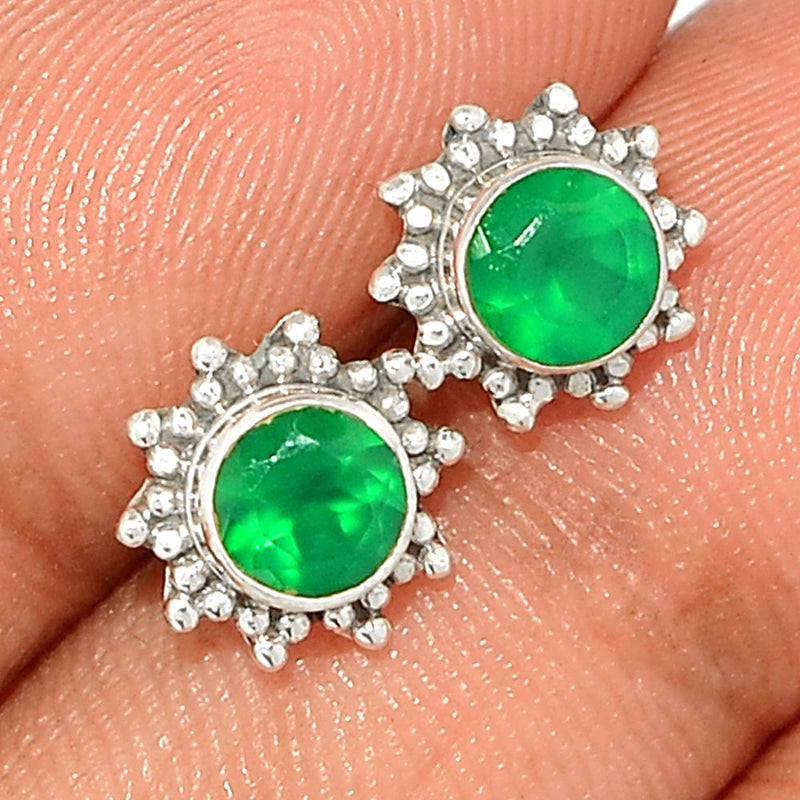 Small Filigree - Green Onyx Faceted Studs - GOFS159