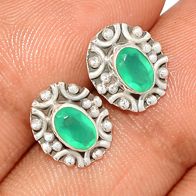 Small Filigree - Green Onyx Faceted Studs - GOFS160