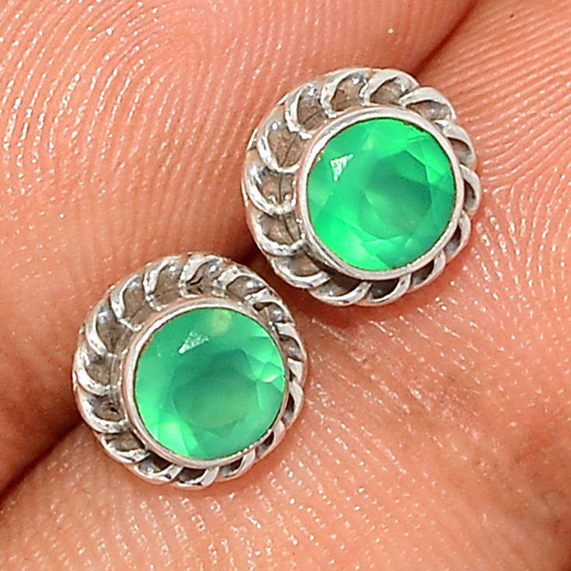 Small Filigree - Green Onyx Faceted Studs - GOFS161