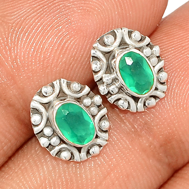 Small Filigree - Green Onyx Faceted Studs - GOFS163