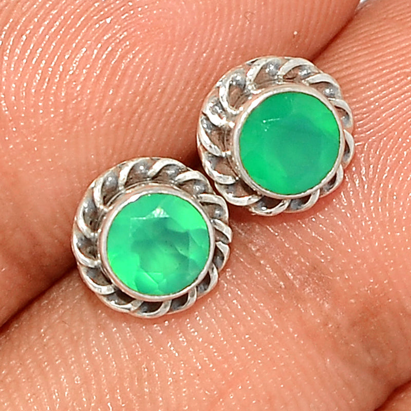 Small Filigree - Green Onyx Faceted Studs - GOFS164