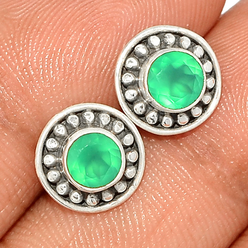 Small Filigree - Green Onyx Faceted Studs - GOFS165