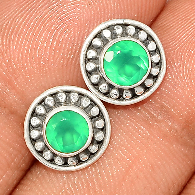 Small Filigree - Green Onyx Faceted Studs - GOFS166