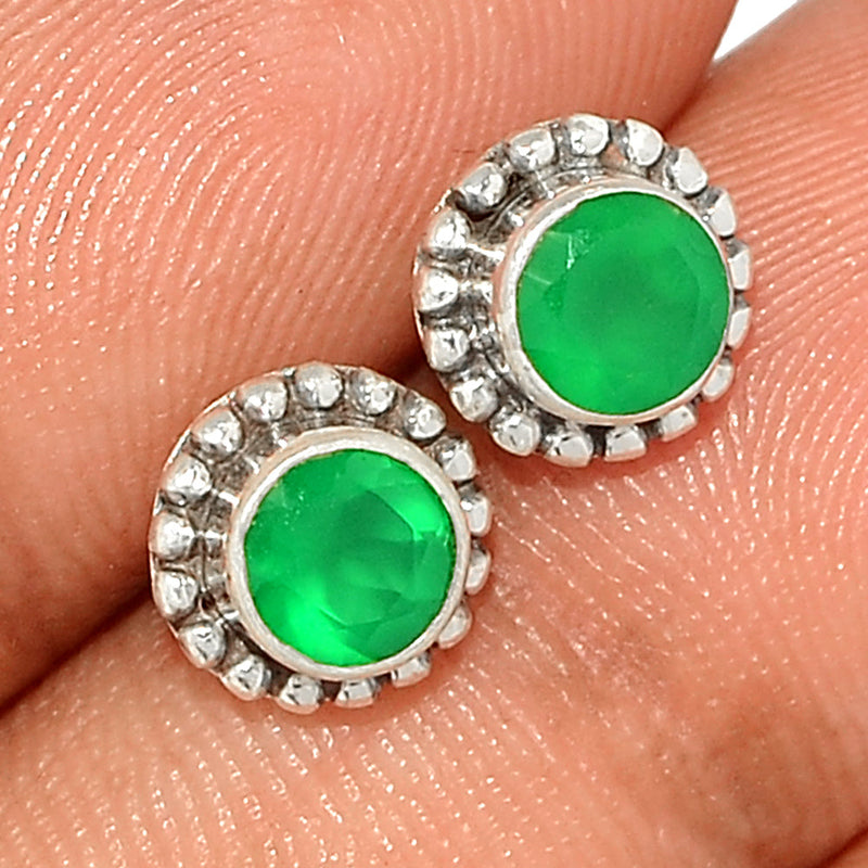 Small Filigree - Green Onyx Faceted Studs - GOFS167