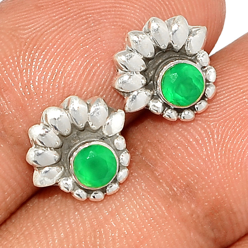 Small Filigree - Green Onyx Faceted Studs - GOFS168