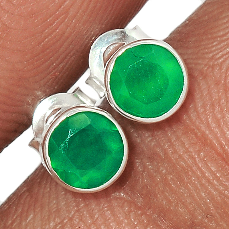 Green Onyx Faceted Studs - GOFS50