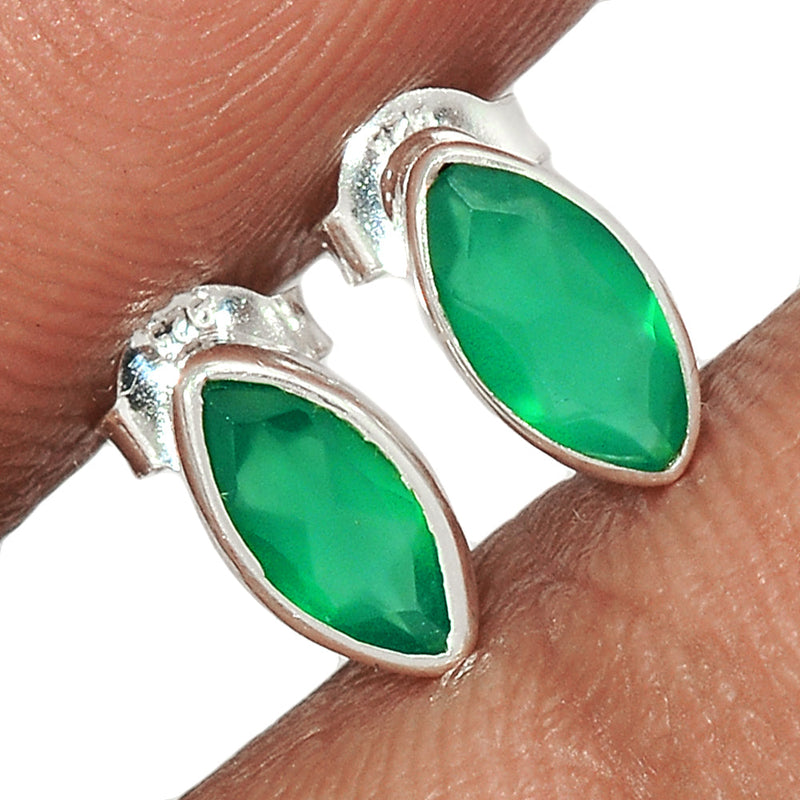 Green Onyx Faceted Studs - GOFS54