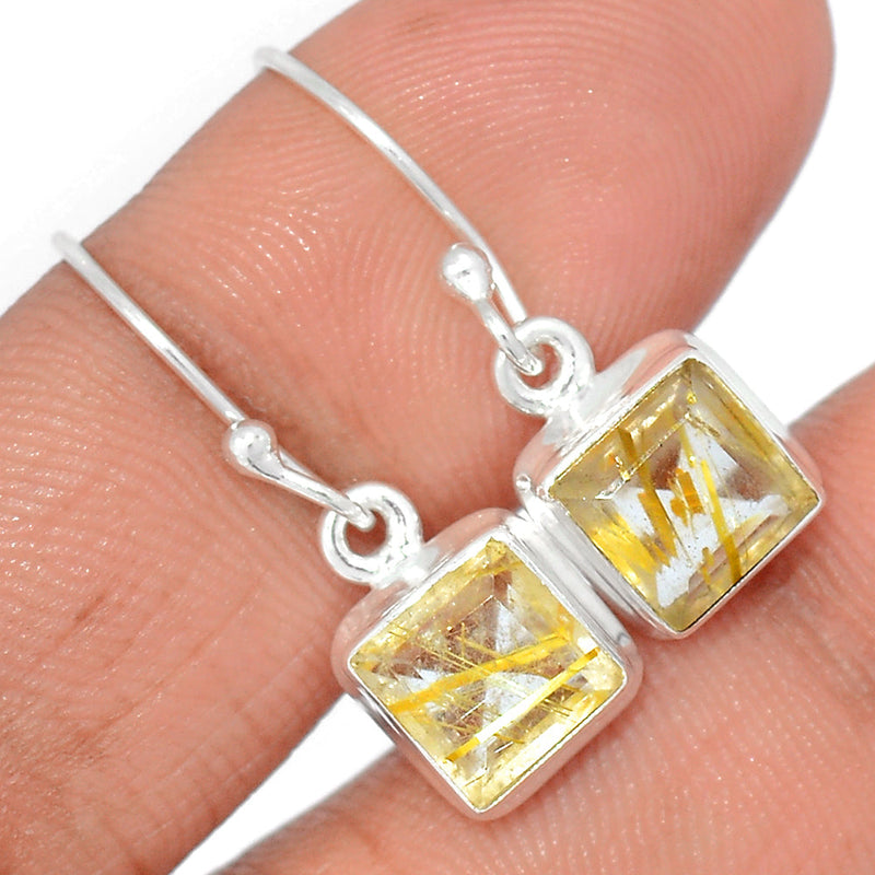 1" Golden Rutile Faceted Earrings - GRFE21