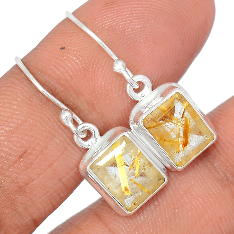 1.1" Golden Rutile Faceted Earrings - GRFE24