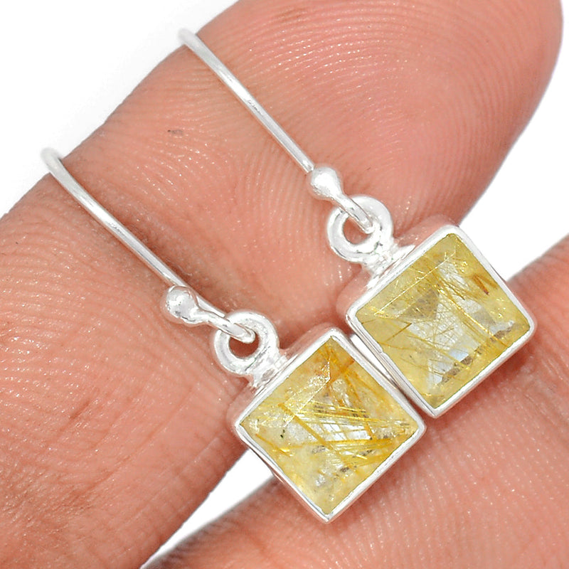 1.1" Golden Rutile Faceted Earrings - GRFE40