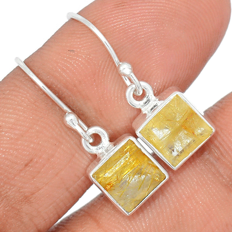 1" Golden Rutile Faceted Earrings - GRFE43