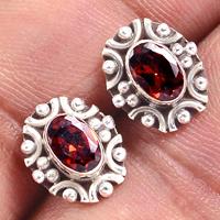 Faceted Garnet Studs-GRFS426