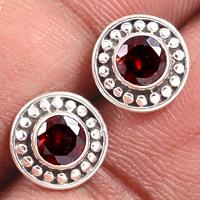 Faceted Garnet Studs-GRFS445