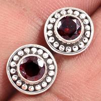 Faceted Garnet Studs-GRFS449