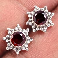 Faceted Garnet Studs-GRFS454