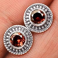 Faceted Garnet Studs-GRFS473