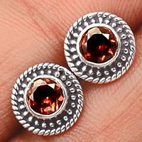 Faceted Garnet Studs-GRFS475