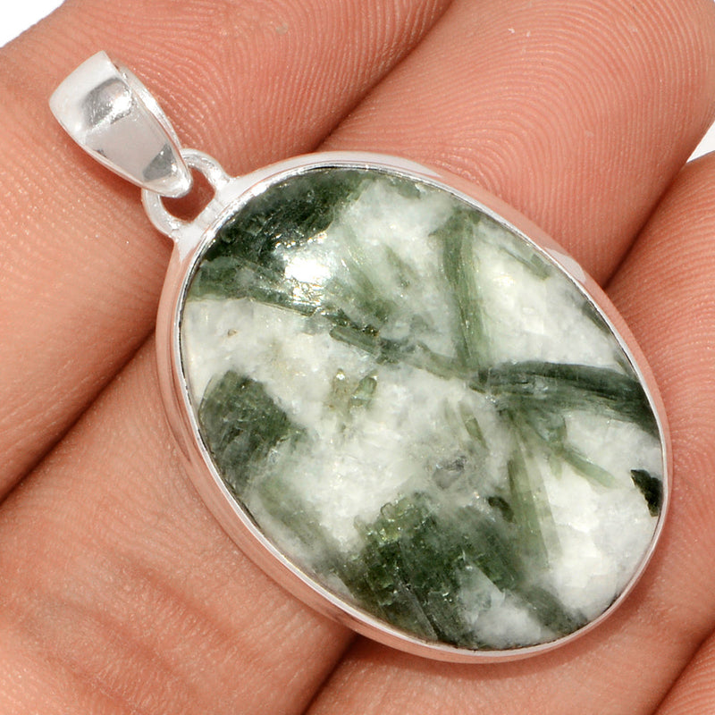 1.6" Green Tourmaline In Quartz Cabochon Pendants - GTCP169