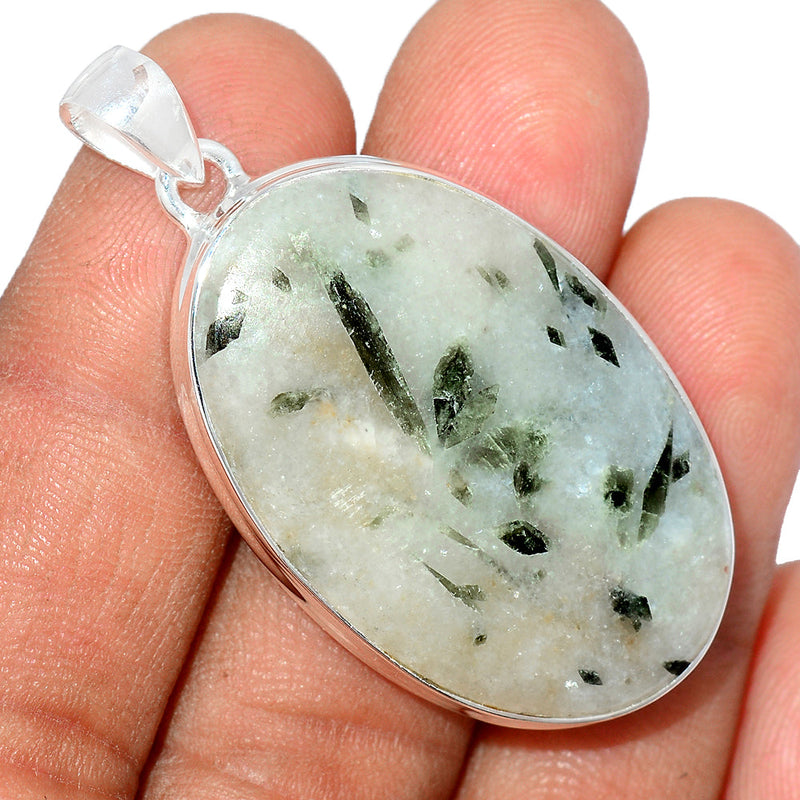 1.8" Green Tourmaline In Quartz Cabochon Pendants - GTCP231