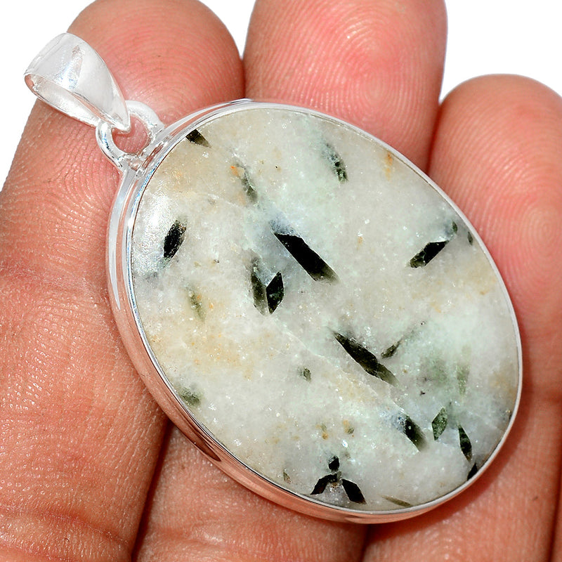 1.8" Green Tourmaline In Quartz Cabochon Pendants - GTCP247