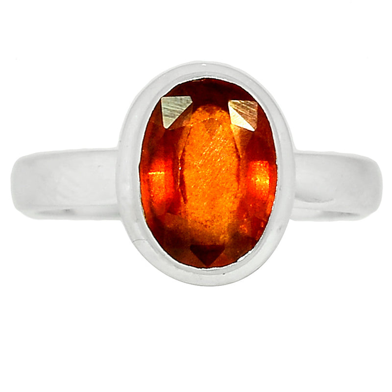 Hessonite Garnet Faceted Ring - HFGR296