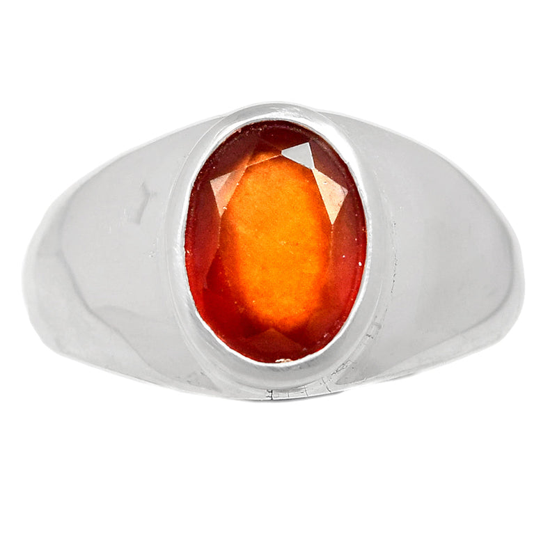 Solid - Hessonite Garnet Faceted Ring - HFGR336