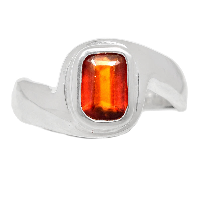 Solid - Hessonite Garnet Faceted Ring - HFGR341