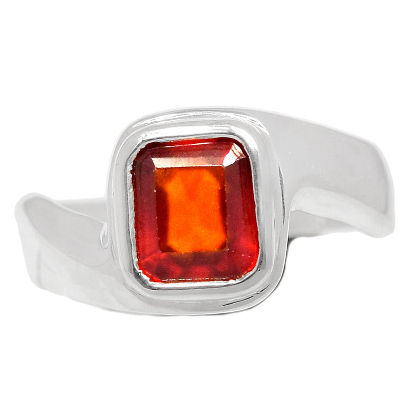 Solid - Hessonite Garnet Faceted Ring - HFGR345