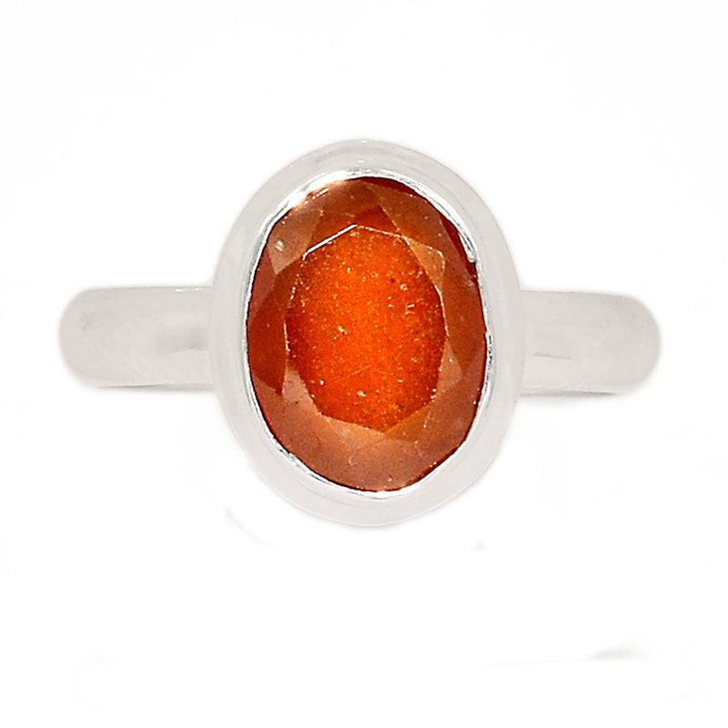 Hessonite Garnet Faceted Ring - HFGR372