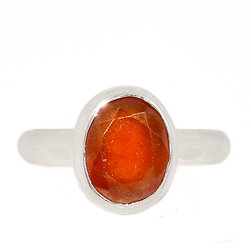 Hessonite Garnet Faceted Ring - HFGR374