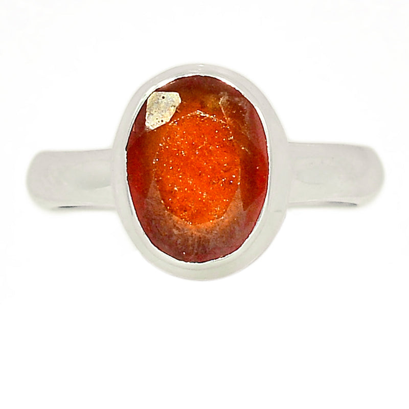 Hessonite Garnet Faceted Ring - HFGR384