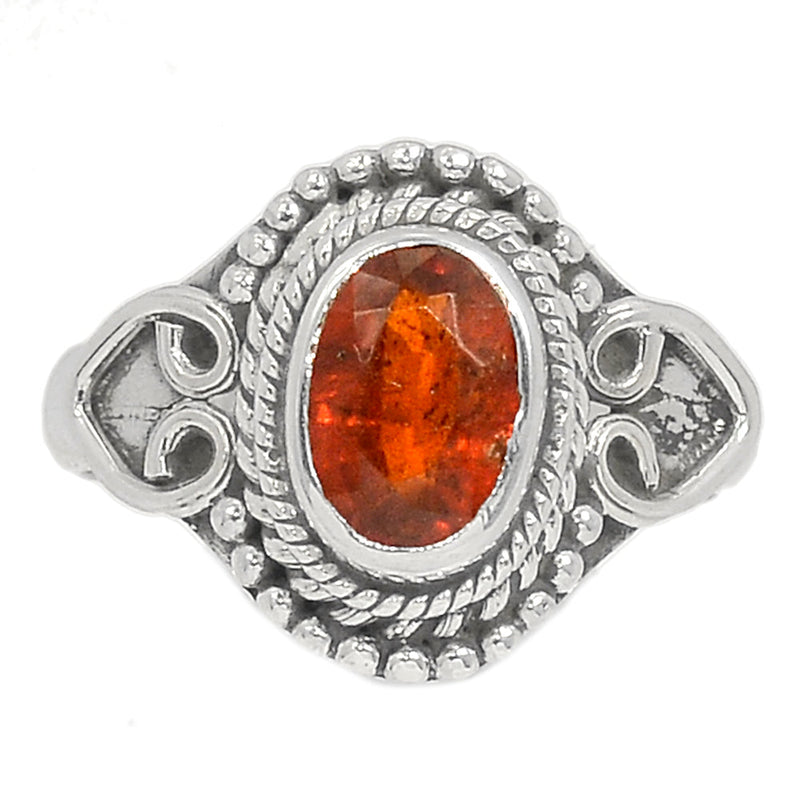 Small Filigree - Hessonite Garnet Faceted Ring - HFGR386