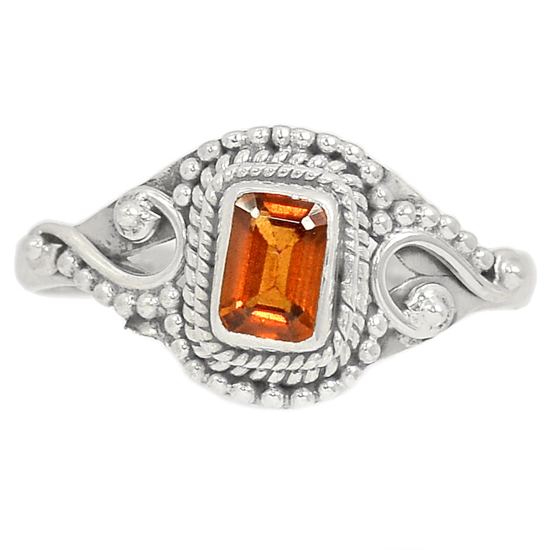 Small Filigree - Hessonite Garnet Faceted Ring - HFGR394