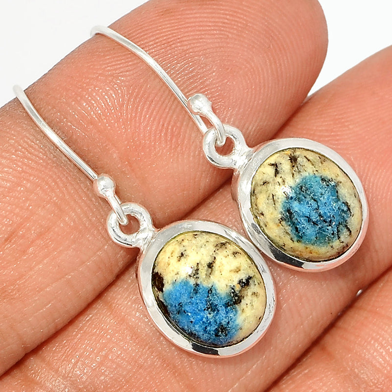 1.2" K2 Blue - Azurite In Quartz Earrings - K2E611