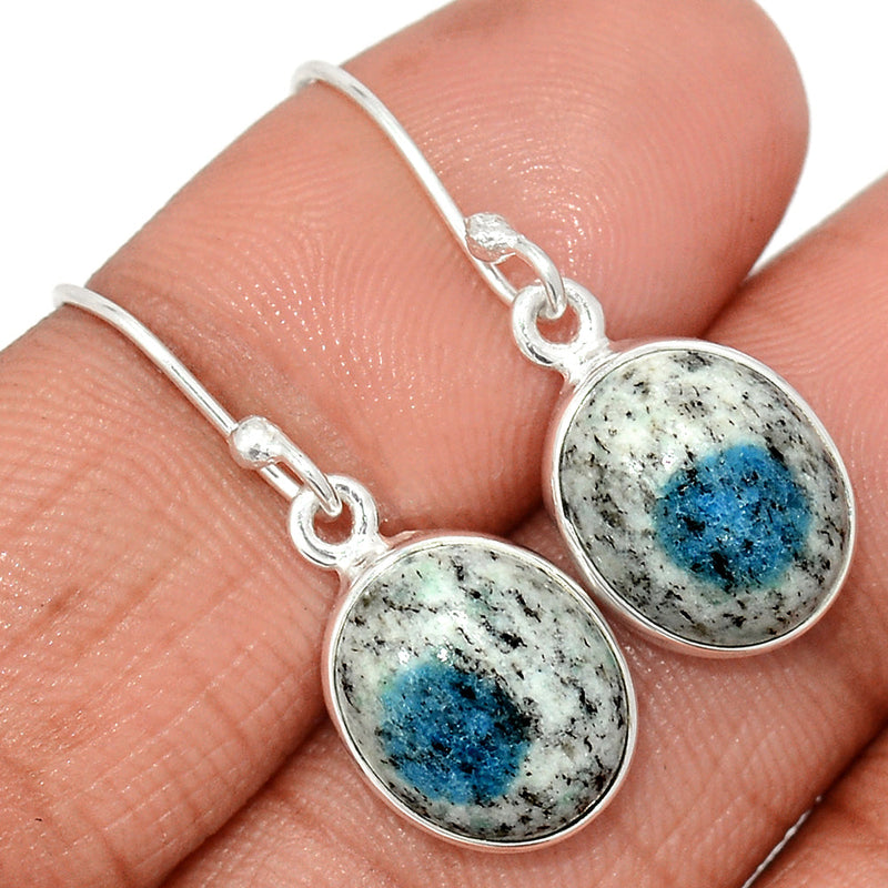 1.2" K2 Blue - Azurite In Quartz Earrings - K2E636