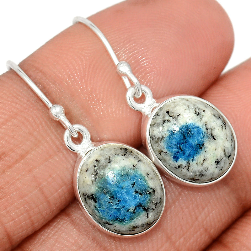 1.2" K2 Blue - Azurite In Quartz Earrings - K2E637